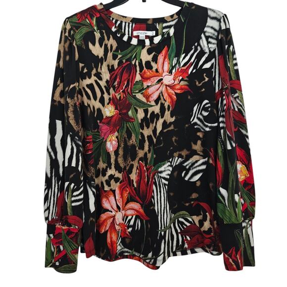 Chico's Touch of Cool Paradise Layering Tee Top Size XL / 3 Soft Stretch - Picture 2 of 8